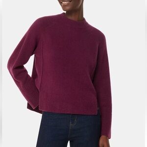 Whistle Women’s Burgundy Wool Mix Side Details Sweater Sz M
